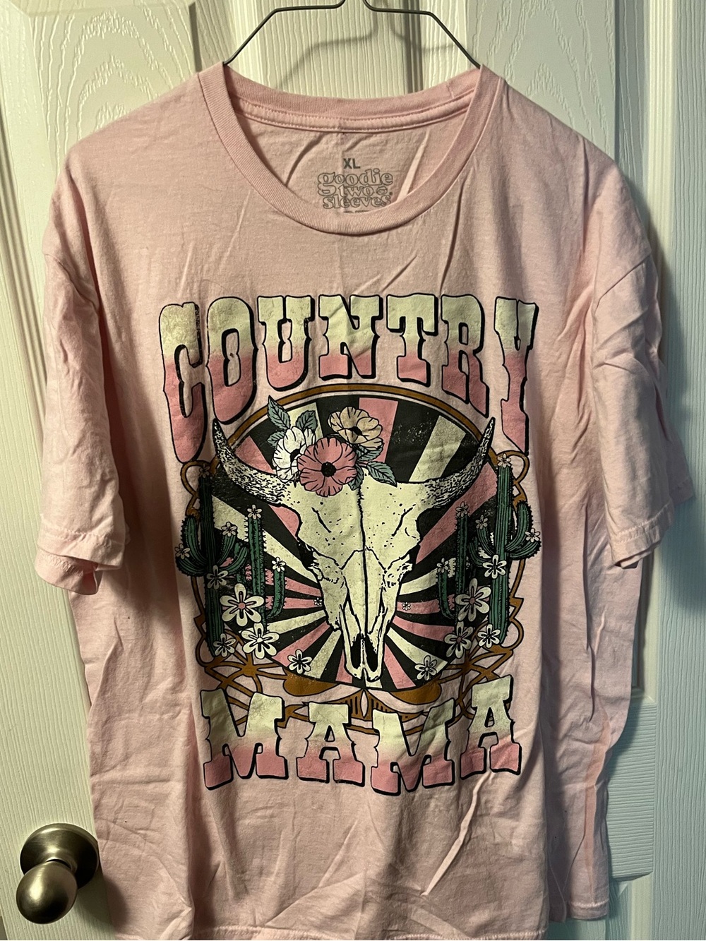 Country Mama Graphic Tee - Pink Floral Skull Design